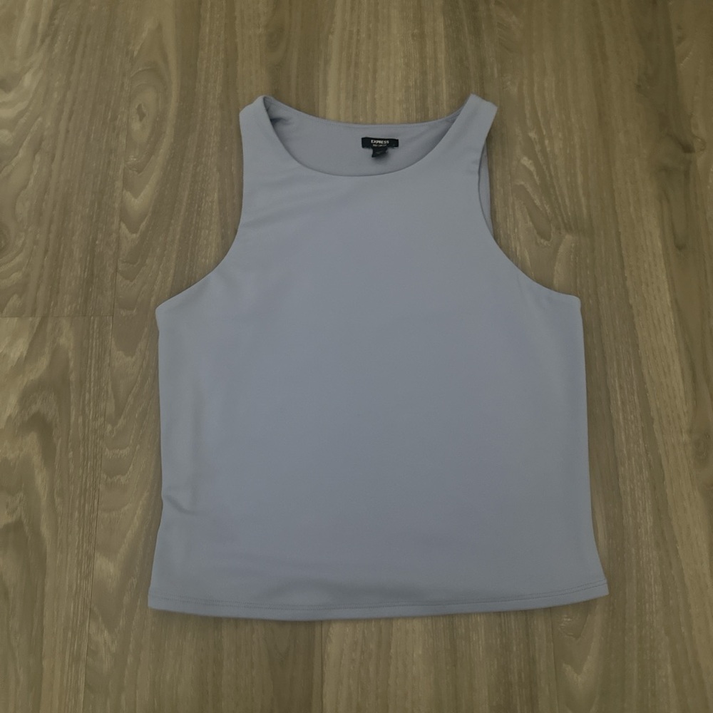 Express Gray Fitted Sleeveless Tank Top